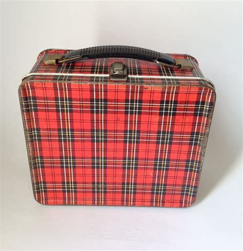 Vintage Plaid Metal Lunch Box 